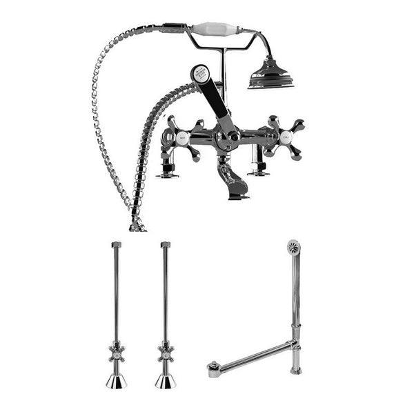 Complete Polished Chrome Freestanding Plumbing Package for Clawfoot Tub (CAM463D-2-PKG-CP)