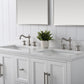 54 Inch Double Sink Bathroom Vanity in White with Marble Countertop & Backsplash - Vanity Art VA5054-W