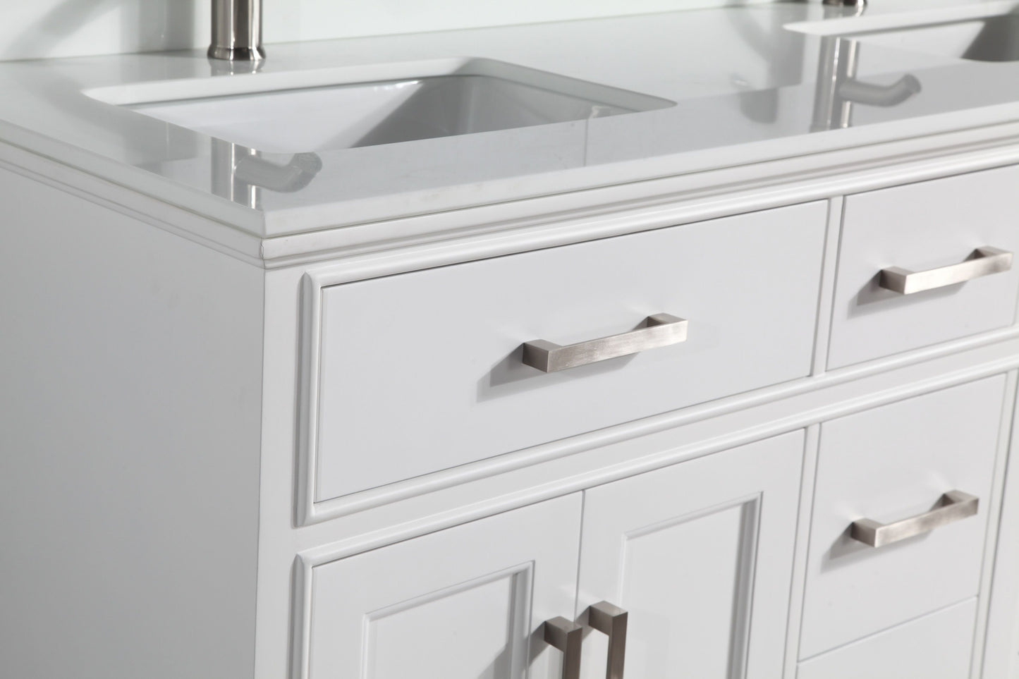 72 Inch Single Sink Bathroom Vanity in White with White Marble Countertop - Vanity Art VA1072DW