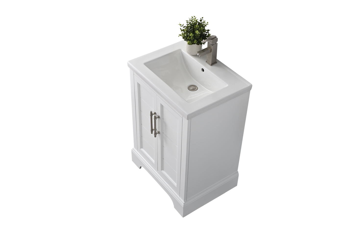 24 Inch Single Sink Bathroom Vanity in White with Ceramic Sink and Countertop - Vanity Art VA5024-W