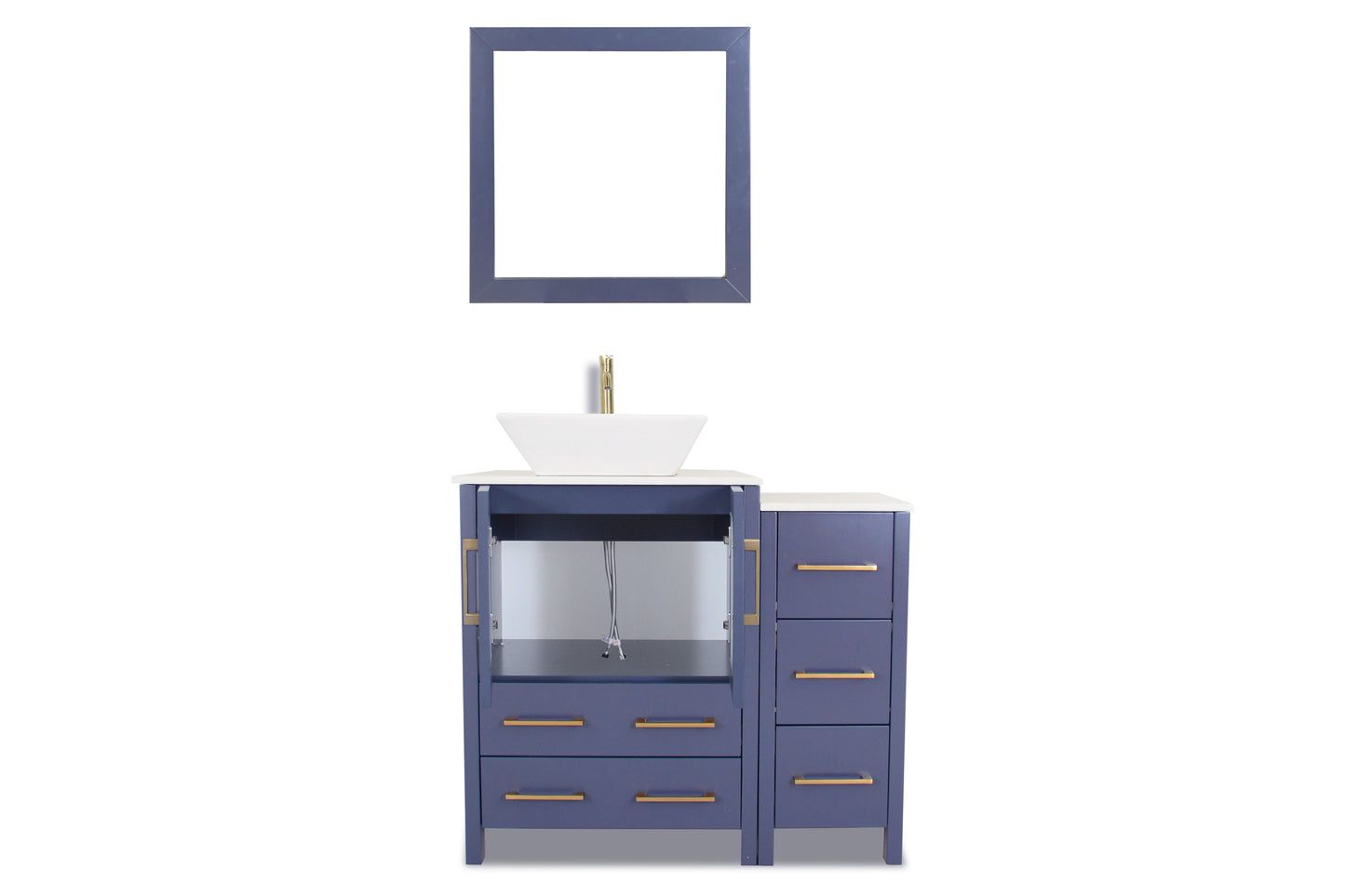 36 Inch Single Sink Bathroom Vanity in Blue with Marble Countertop - Vanity Art VA3124-36B