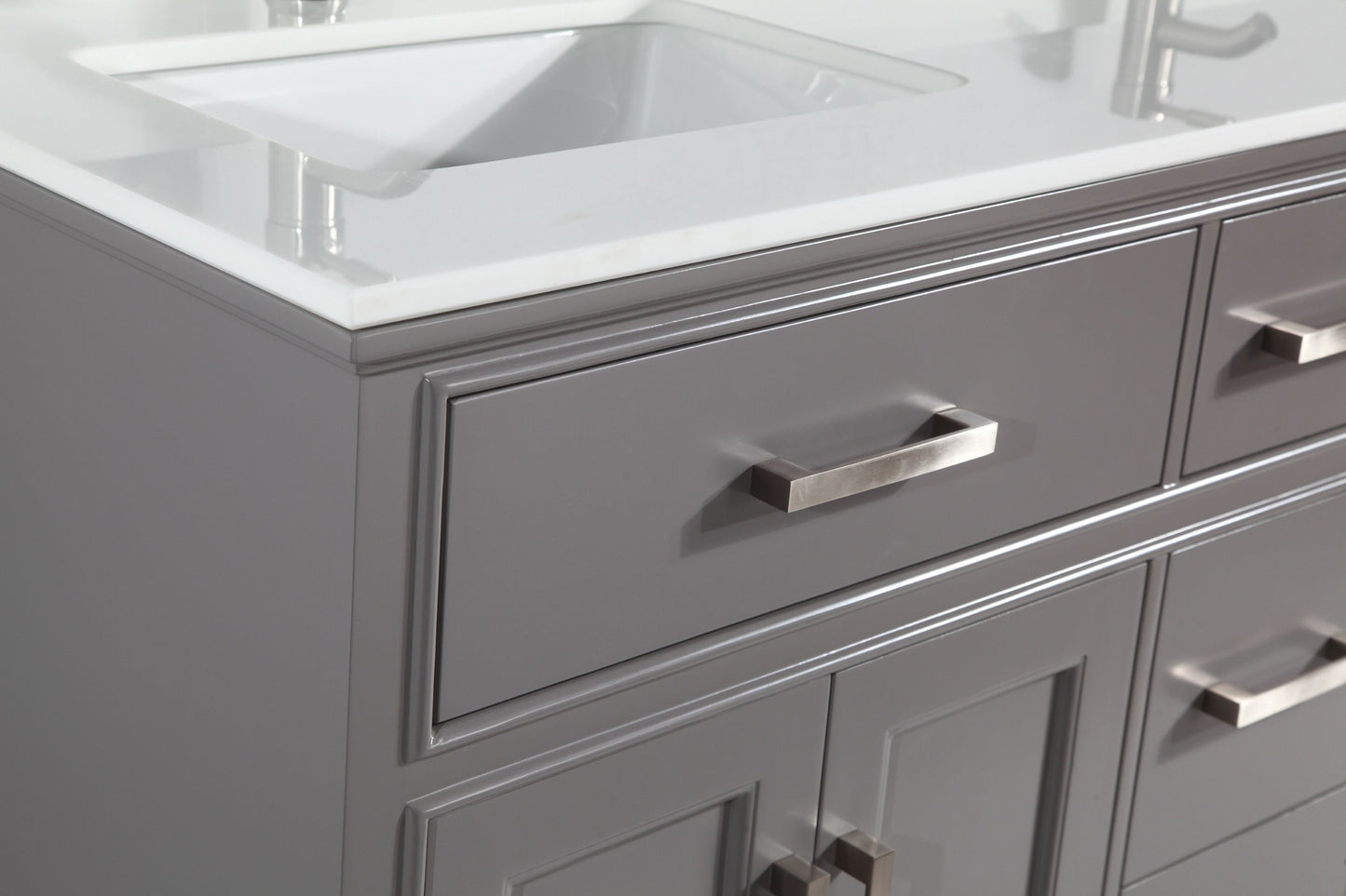 72 Inch Single Sink Bathroom Vanity in Gray with White Marble Countertop - Vanity Art VA1072DG