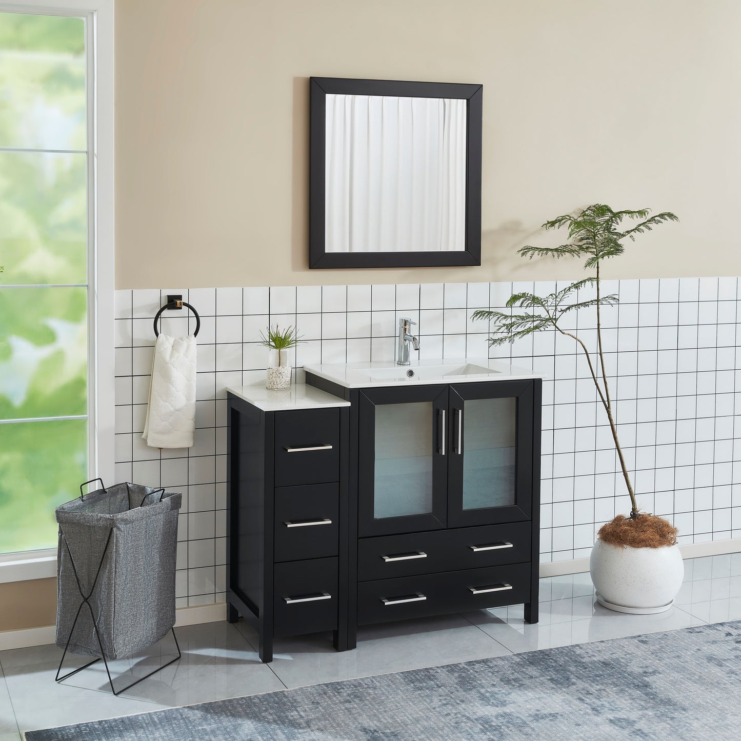 42 Inch Single Sink Bathroom Vanity in Espresso with Ceramic Countertop - Vanity Art VA3030-42E