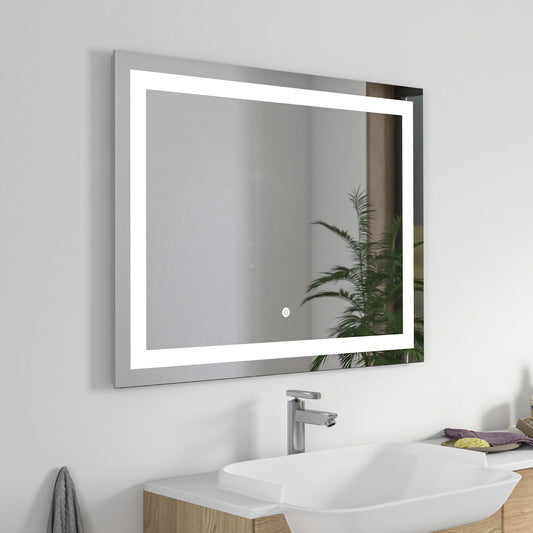 Rectangular 39.5 Inch x 23.5 Inch LED Bathroom Mirror with Touch Sensor - Vanity Art VA34