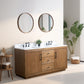 72 Inch Double Sink Bathroom Vanity in Tan with Marble Countertop - Vanity Art VA7072-DT-ET