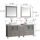 72 Inch Double Sink Bathroom Vanity in Gray with Marble Countertop - Vanity Art VA3130-72G