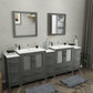 96 Inch Double Sink Bathroom Vanity in Gray with Ceramic Countertop - Vanity Art VA3030-96G