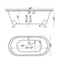 Cast Iron Double Ended Clawfoot Tub 60" X 30" with No Faucet Drillings and Brushed Nickel Feet - DE-60-NH-BN