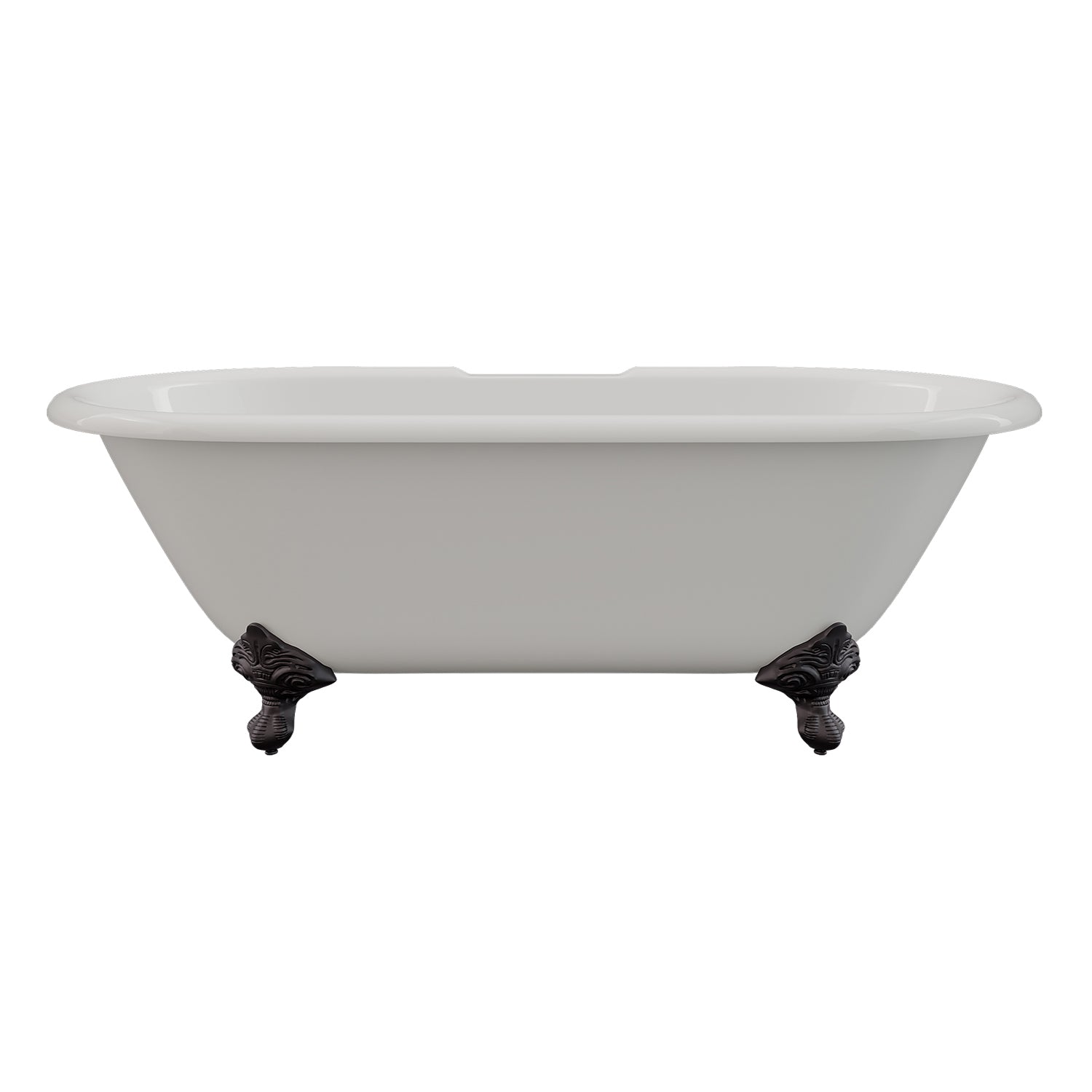 Cast Iron Double Ended Clawfoot Tub 67" X 30" with 7" Deck Mount Faucet Drillings and Oil Rubbed Bronze Feet - DE-67-DH-ORB