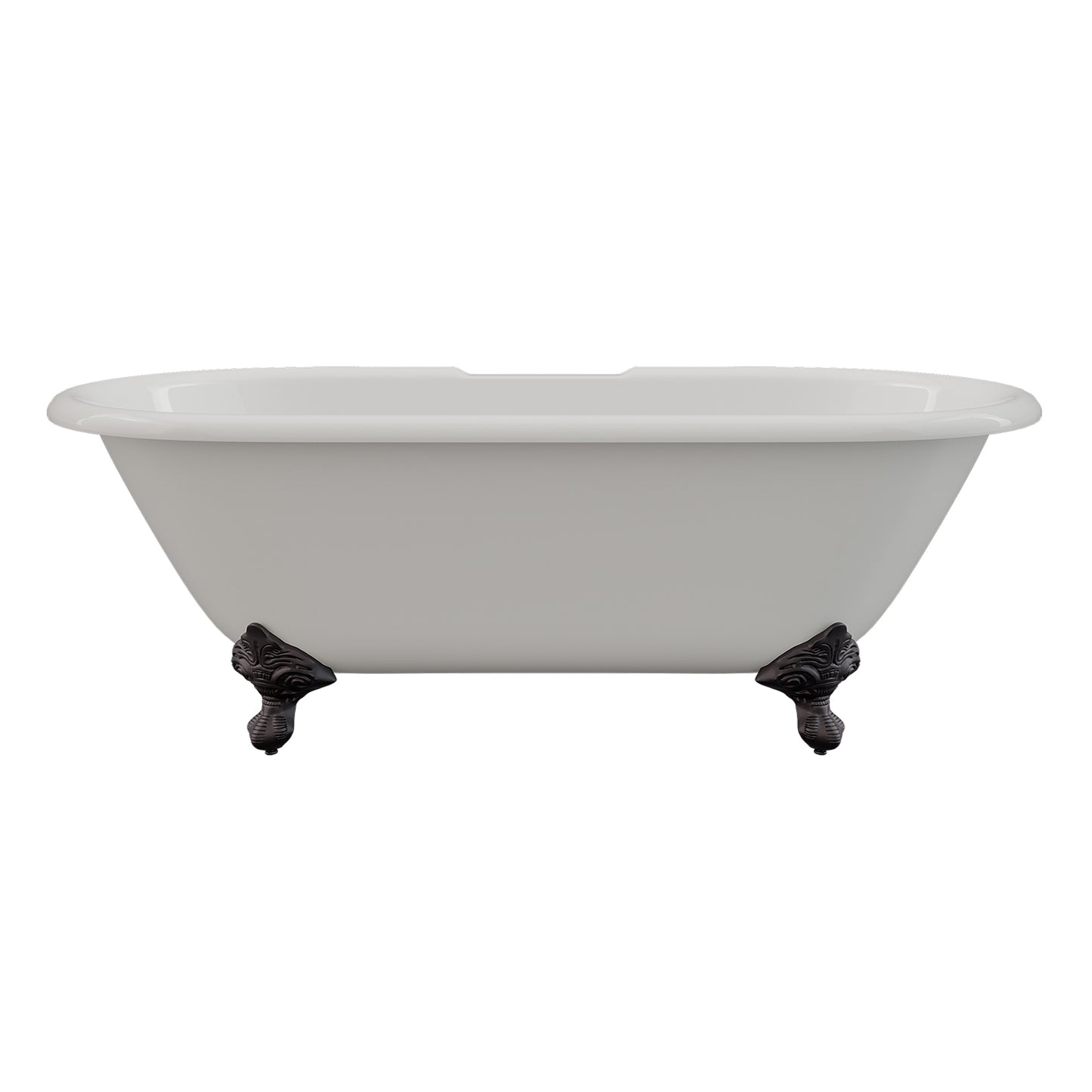 Cast Iron Double Ended Clawfoot Tub 67" X 30" with  7" Deck Mount Faucet Drillings and Complete Brushed Nickel Plumbing Package With Six Inch Deck Mount Risers - DE67-463D-6-PKG-ORB-7DH