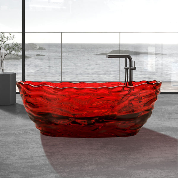 Freestanding Solid Surface Resin Bathtub 69 Inch x 29.5 Inch - Vanity Art VA6922-PR