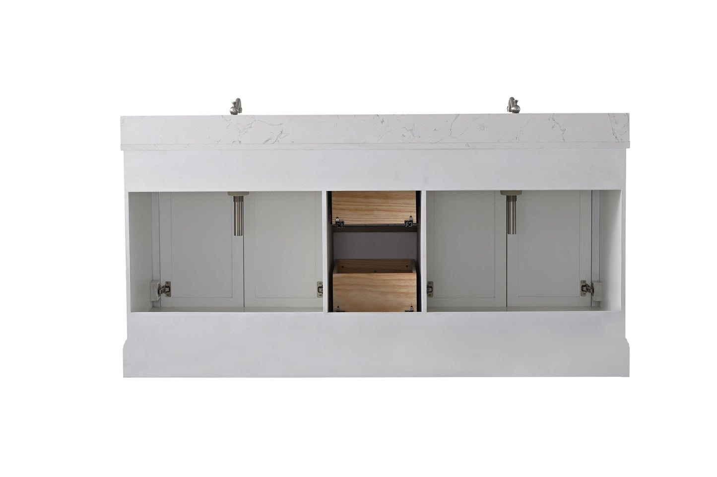 72 Inch Double Sink Bathroom Vanity in White with Marble Countertop & Backsplash - Vanity Art VA5072-DW