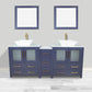 72 Inch Double Sink Bathroom Vanity in Blue with Marble Countertop - Vanity Art VA3130-72B