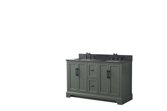 54 Inch Double Sink Bathroom Vanity in Vintage Green with Marble Countertop & Backsplash - Vanity Art VA5054-VG