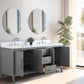 72 Inch Double Sink Bathroom Vanity in Cashmere Gray with Marble Countertop - Vanity Art VA9072-DG