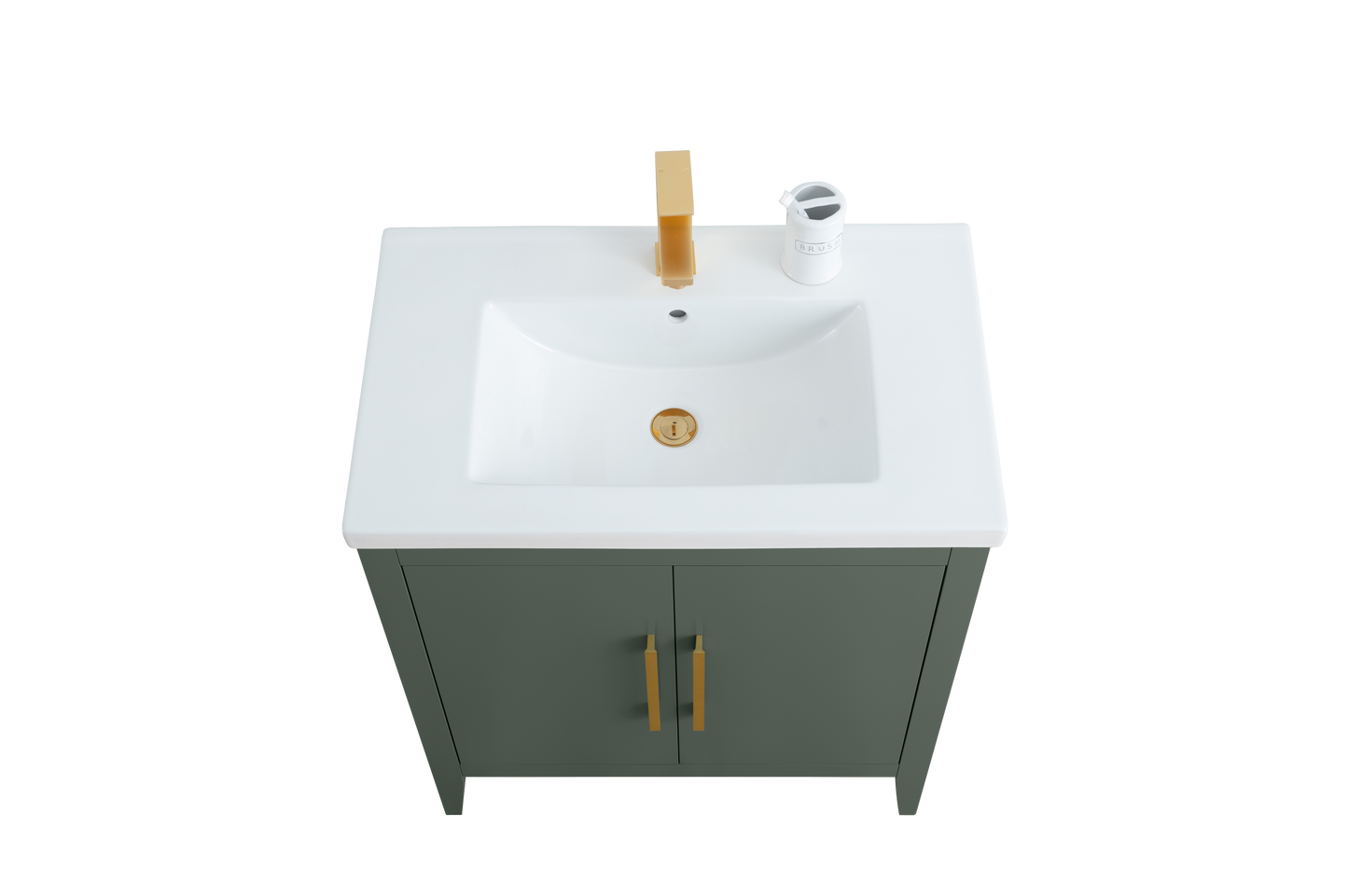 30 Inch Single Sink Bathroom Vanity in Vintage Green with Ceramic Top - Vanity Art VA9030-VG