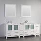 84 Inch Double Sink Bathroom Vanity in White with Ceramic Countertop - Vanity Art VA3030-84W