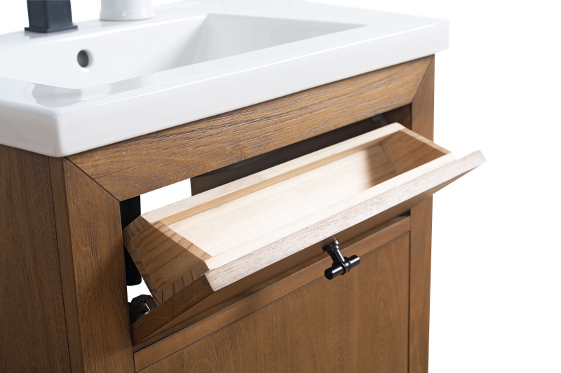 24 Inch Single Sink Bathroom Vanity in Tan with Marble Countertop - Vanity Art VA7024-T