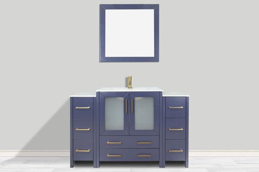 48 Inch Single Sink Bathroom Vanity in Blue with Ceramic Countertop - Vanity Art VA3024-48B