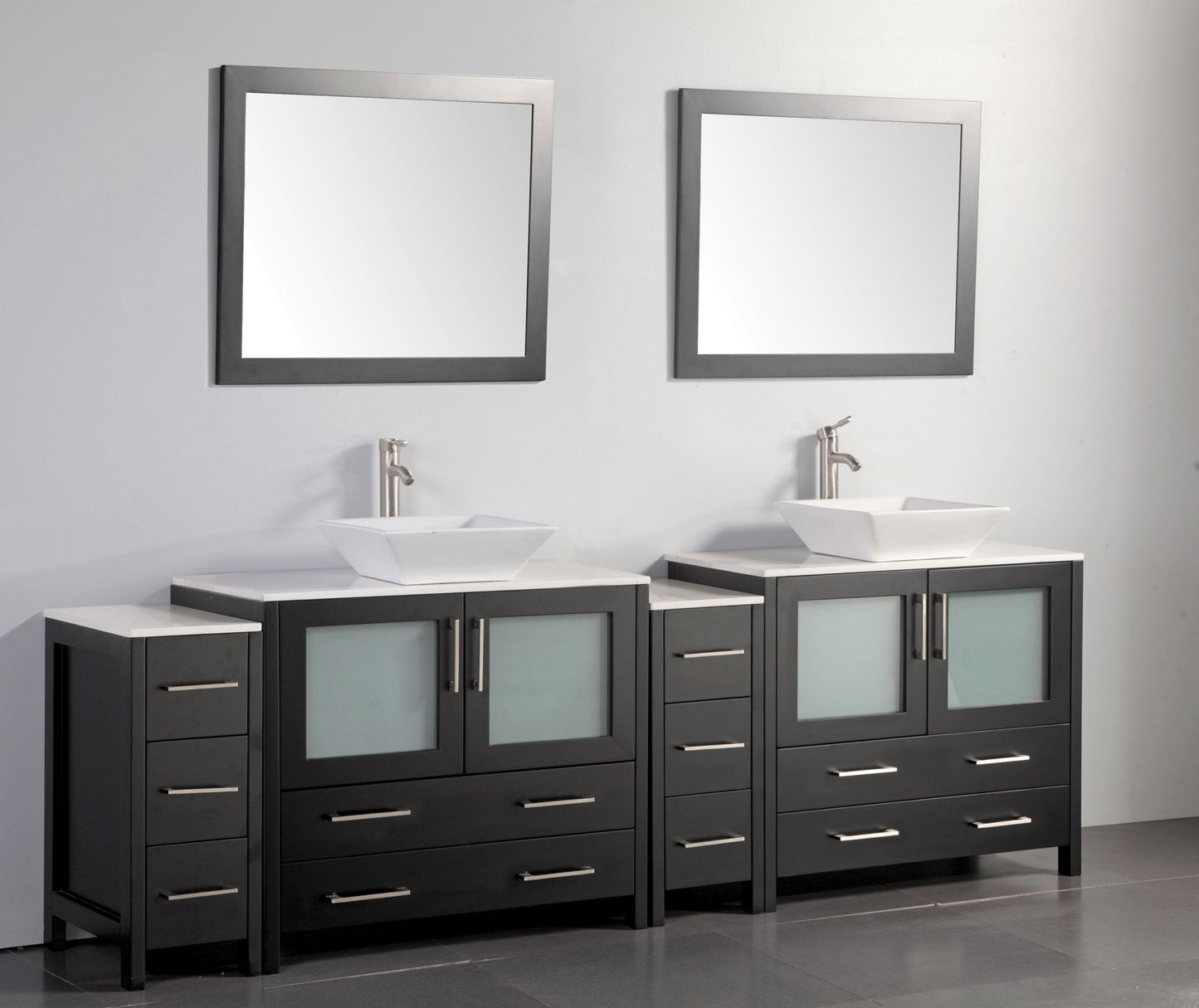 96 Inch Double Sink Bathroom Vanity in Espresso with Marble Countertop - Vanity Art VA3136-96E