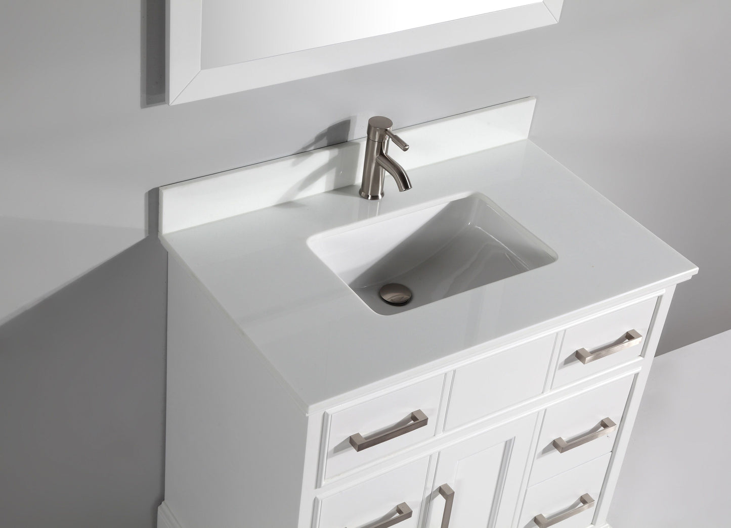 36 Inch Single Sink Bathroom Vanity in White with White Marble Countertop - Vanity Art VA1036W