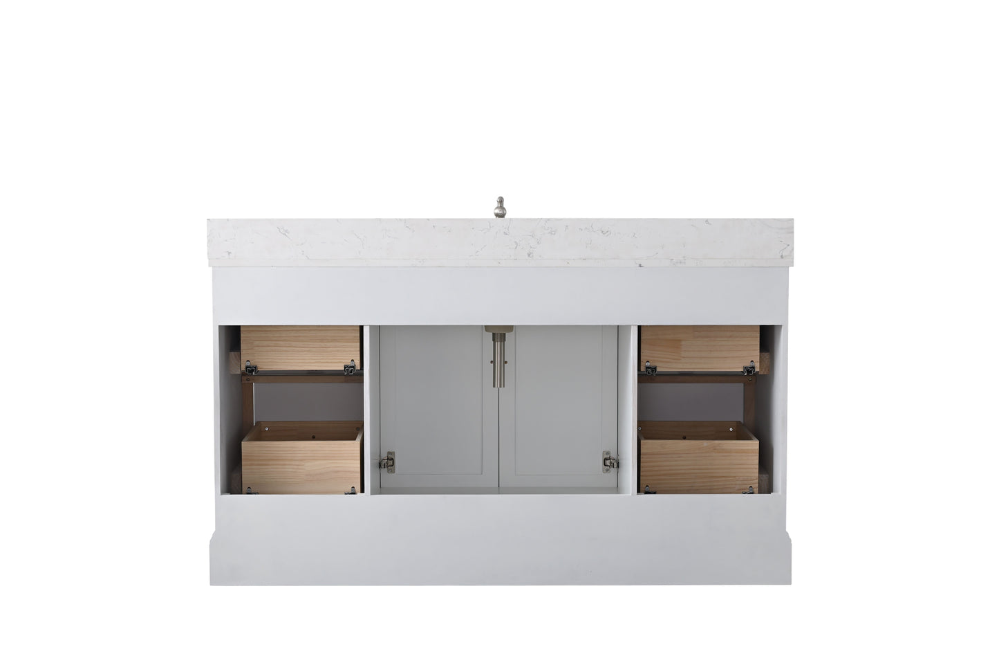 60 Inch Single Sink Bathroom Vanity in White with Marble Countertop & Backsplash - Vanity Art VA5060-SW