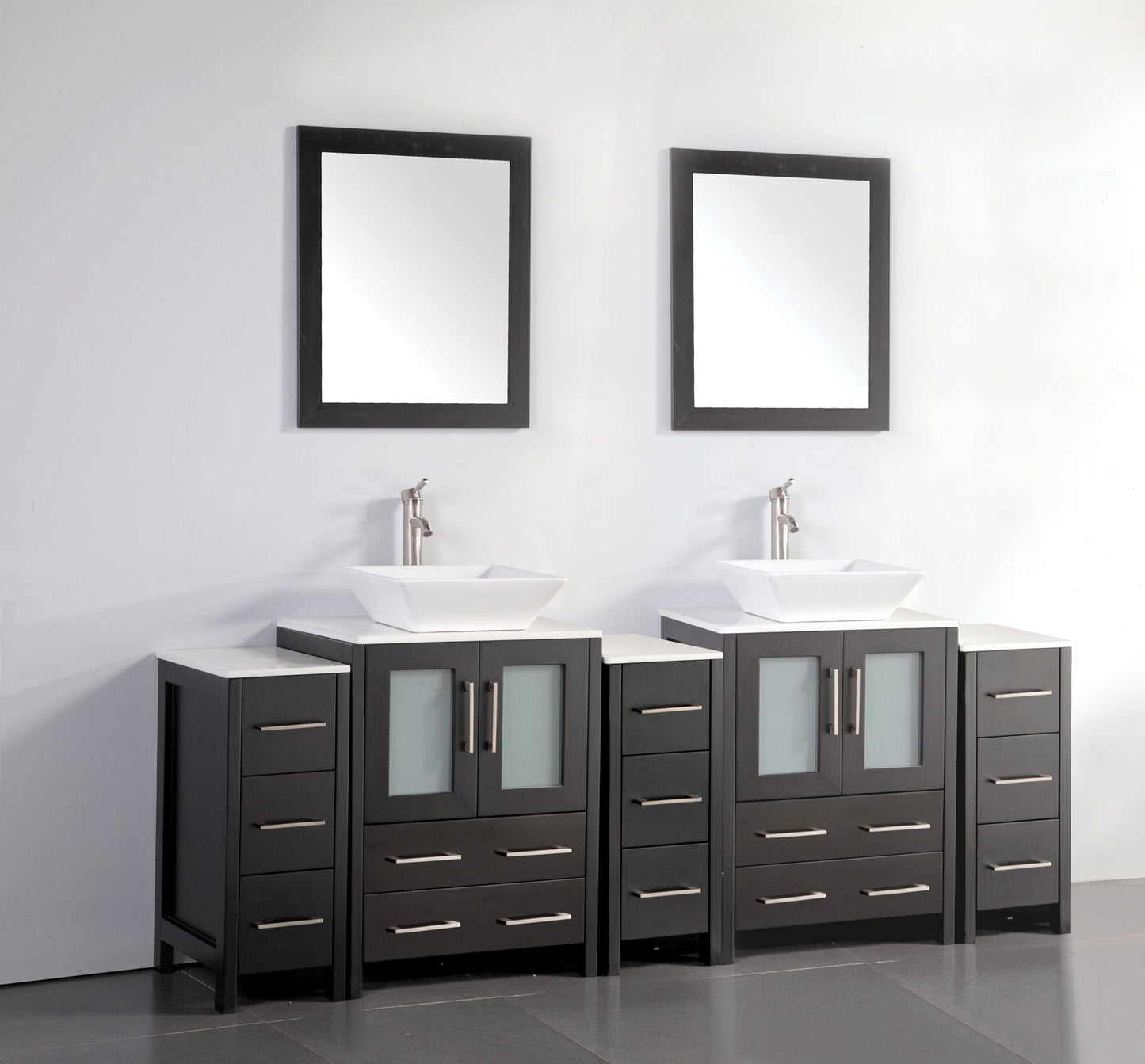 84 Inch Double Sink Bathroom Vanity in Espresso with Marble Countertop - Vanity Art VA3124-84E