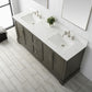 72 Inch Double Sink Bathroom Vanity in Gray with Marble Countertop & Backsplash - Vanity Art VA5072-DSG