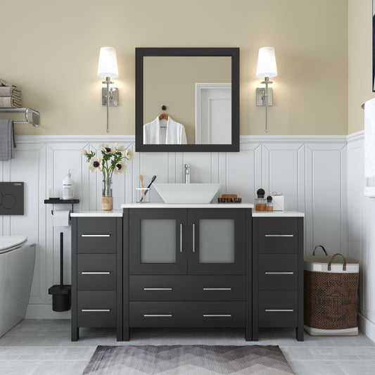 54 Inch Single Sink Bathroom Vanity in Espresso with Marble Countertop - Vanity Art VA3130-54E