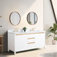 72 Inch Double Sink Bathroom Vanity in White with Marble Countertop - Vanity Art VA8072-DW