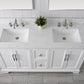 60 Inch Double Sink Bathroom Vanity in White with Marble Countertop & Backsplash - Vanity Art VA5060-DW