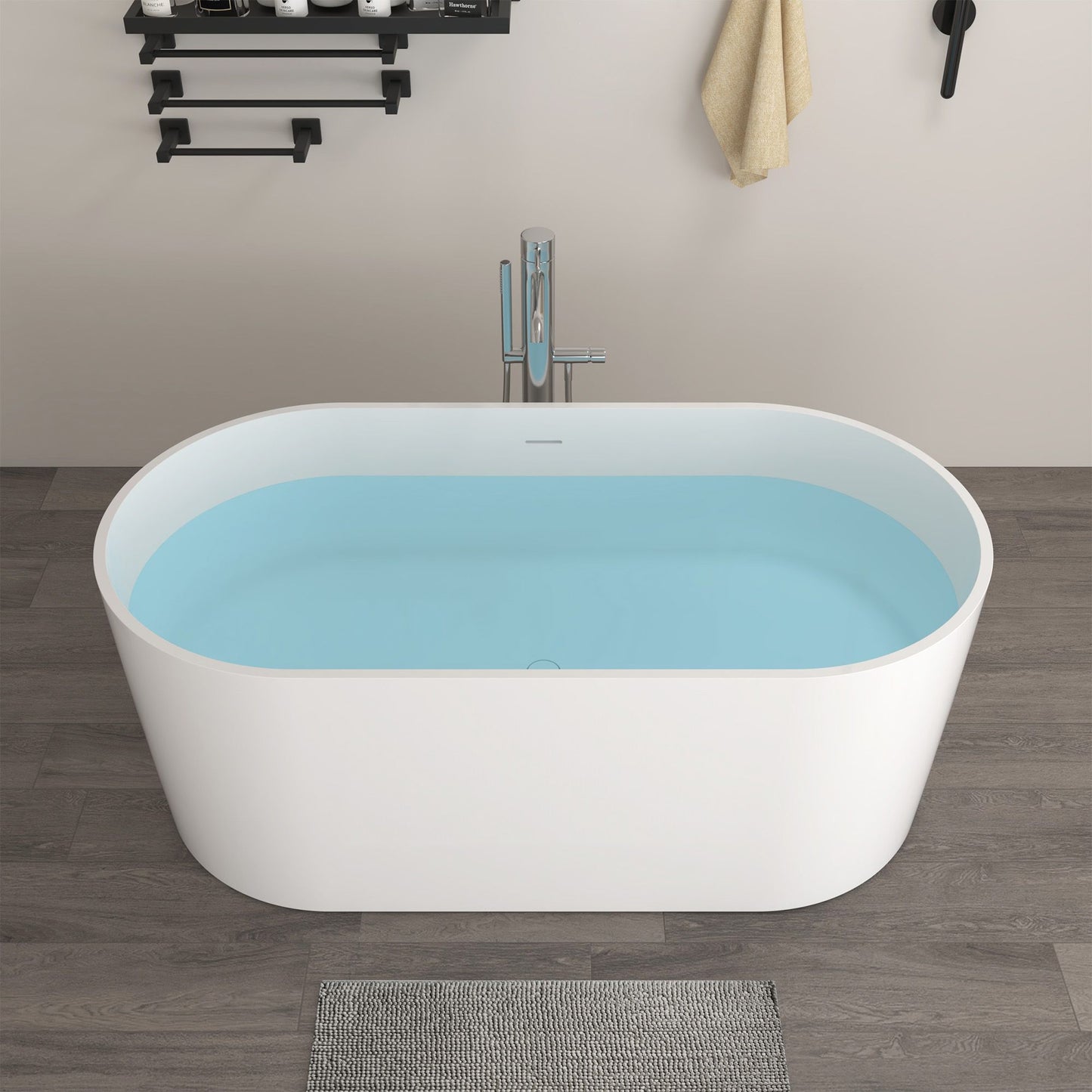 Freestanding Solid Surface Resin Matte Bathtub 67 Inch x 31.5 Inch - Vanity Art VA6920-ML