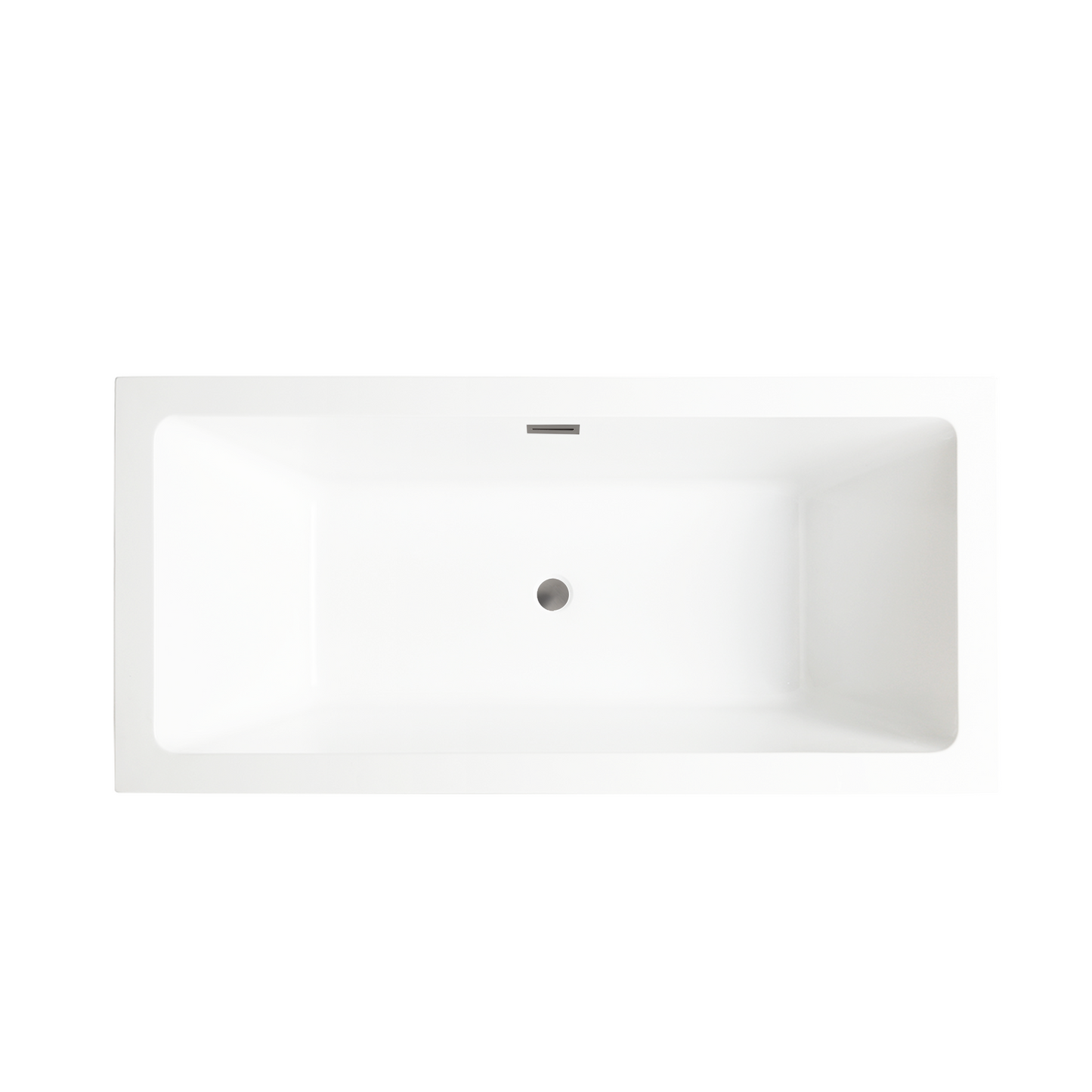 59 Inch Freestanding White Acrylic Bathtub with Overflow And Pop-Up Drain - Vanity Art VA6814-S-BN