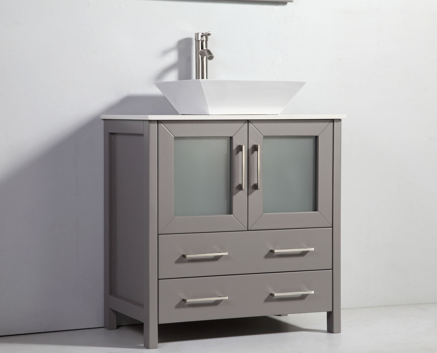 54 Inch Single Sink Bathroom Vanity in Gray with Marble Countertop - Vanity Art VA3130-54G