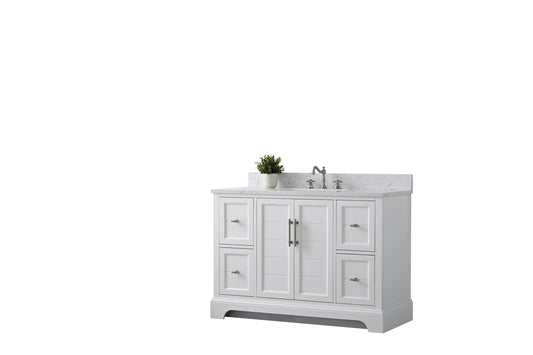 48 Inch Single Sink Bathroom Vanity in White with Marble Countertop & Backsplash - Vanity Art VA5048-W