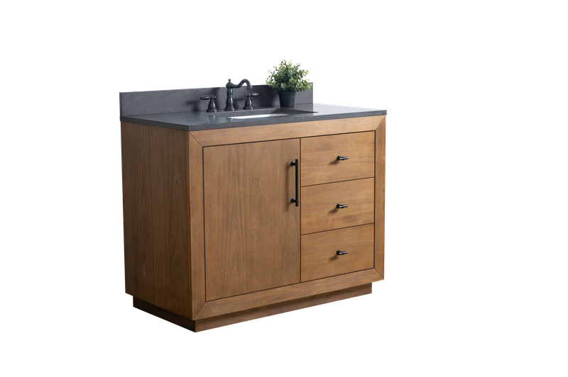 42 Inch Single Sink Bathroom Vanity in Tan with Limestone Top - Vanity Art VA7042-T-BT