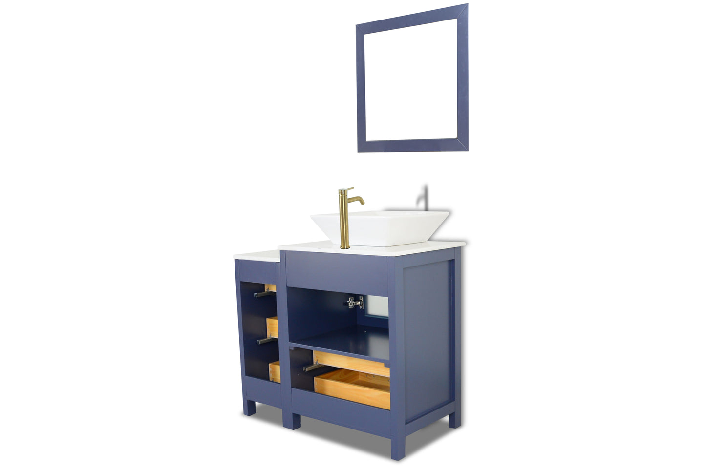 36 Inch Single Sink Bathroom Vanity in Blue with Marble Countertop - Vanity Art VA3124-36B