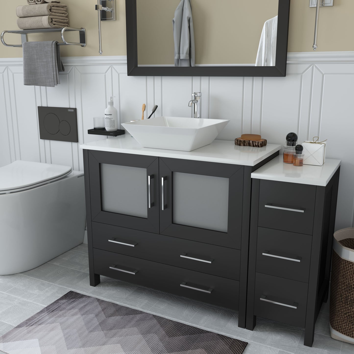 48 Inch Single Sink Bathroom Vanity in Espresso with Marble Countertop - Vanity Art VA3136-48E