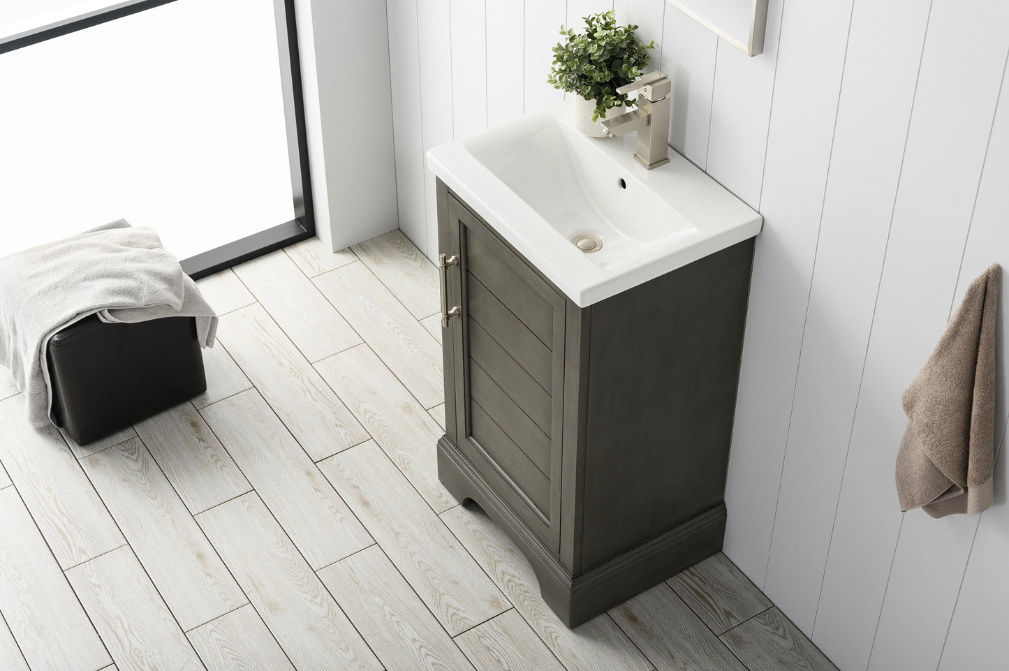 20 Inch Single Sink Bathroom Vanity in Gray with Ceramic Sink and Countertop - Vanity Art VA5020-SG