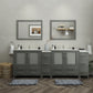 96 Inch Double Sink Bathroom Vanity in Gray with Ceramic Countertop - Vanity Art VA3036-96G