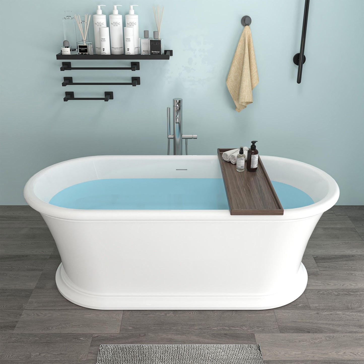 Freestanding Solid Surface Resin Matte Bathtub 61 Inch x 30.5 Inch - Vanity Art VA6916-MS