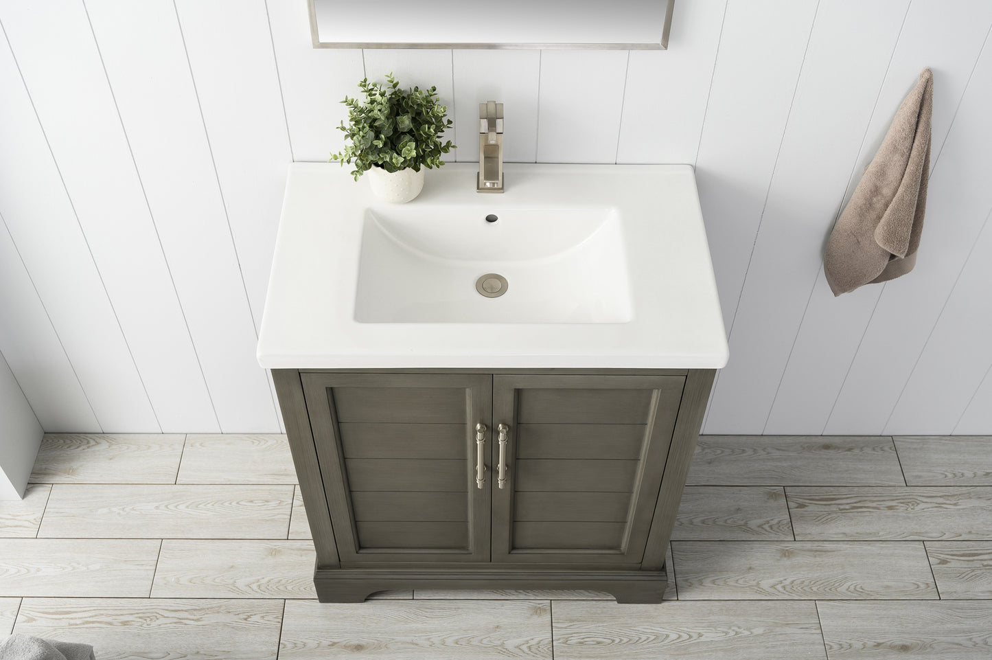 30 Inch Single Sink Bathroom Vanity in Gray with Ceramic Sink and Countertop - Vanity Art VA5030-SG