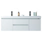 60 Inch LED Lighted Wall Hung Double Sink Bathroom Vanity in White with Resin Top - Vanity Art VA6060DWL