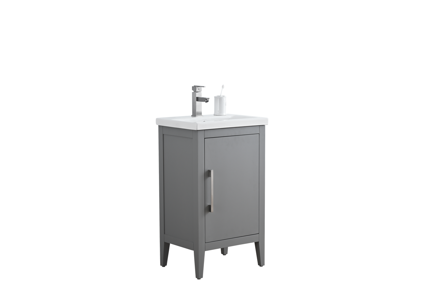 20 Inch Single Sink Bathroom Vanity in Cashmere Gray with Ceramic Top - Vanity Art VA9020-G