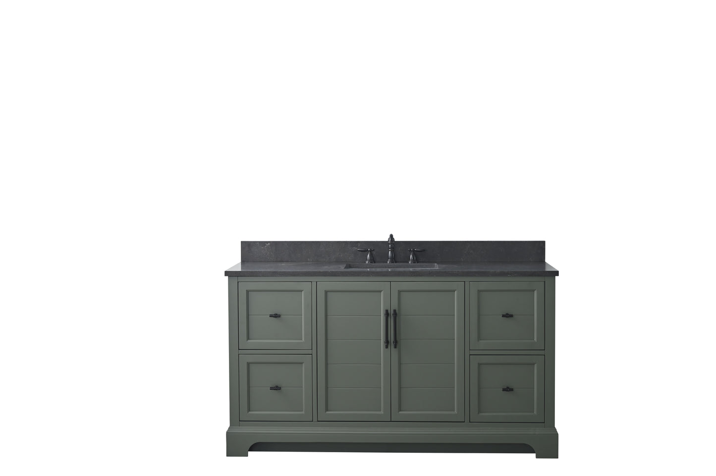 60 Inch Single Sink Bathroom Vanity in Vintage Green with Marble Countertop & Backsplash - Vanity Art VA5060-SVG