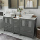 60 Inch Double Sink Bathroom Vanity in Gray with Marble Countertop - Vanity Art VA3124-60G