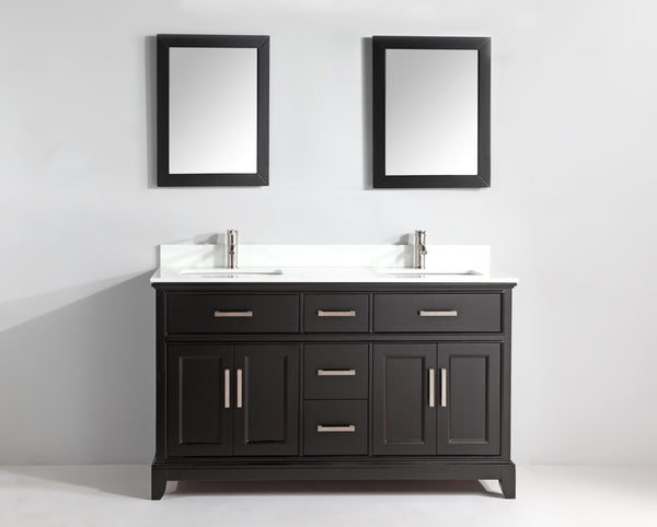 72 Inch Single Sink Bathroom Vanity in Espresso with White Marble Countertop - Vanity Art VA1072DE