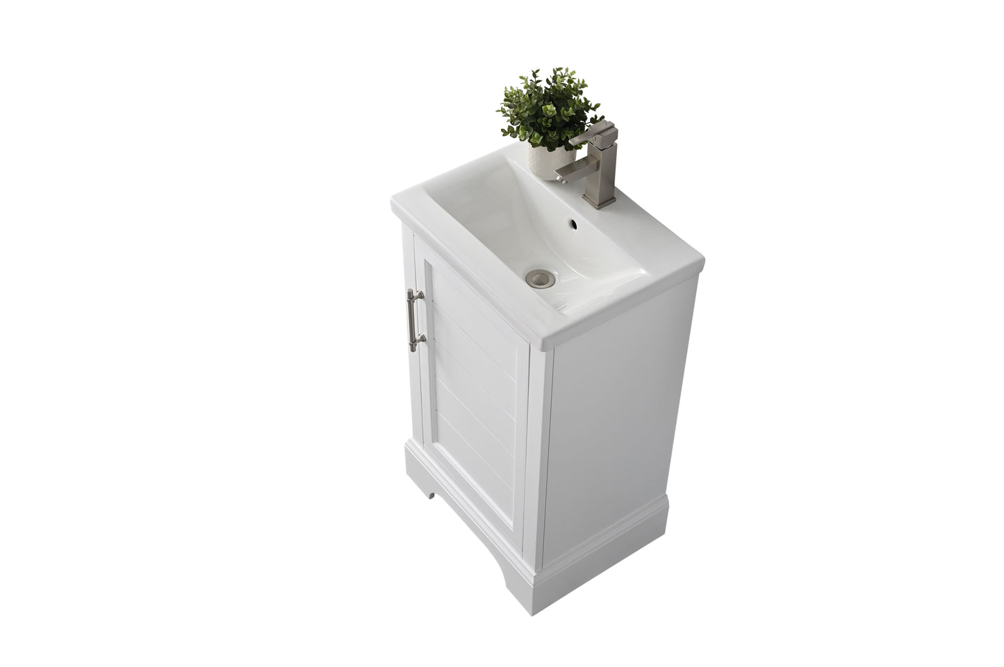 20 Inch Single Sink Bathroom Vanity in White with Ceramic Sink and Countertop - Vanity Art VA5020-W