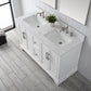 54 Inch Double Sink Bathroom Vanity in White with Marble Countertop & Backsplash - Vanity Art VA5054-W