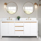 72 Inch Double Sink Bathroom Vanity in White with Marble Countertop - Vanity Art VA8072-DW